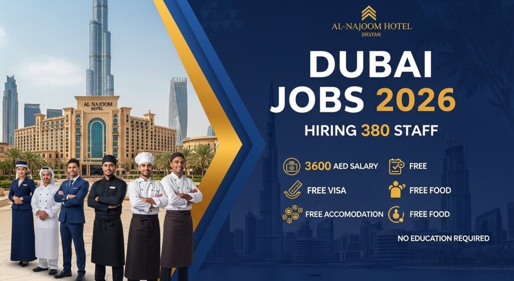 Current image: Dubai Jobs 2026: Al-Najoom Hotel Hiring 380 Staff – Salary 3600 AED + Free Visa, Accommodation & Food (No Education Required)
